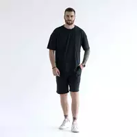 Мужской летний костюм шорты с футболкой Teamv Cut Темно-серый