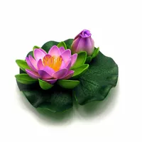 Цветок лотоса с бутоном плавающий алый(14 см)