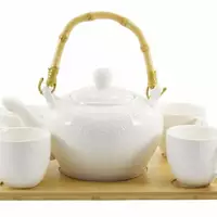 Набір чайний 5пр  чайник 800мл 4 чашки\130мл з бамбуковою підставко 02777 Naturel
