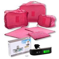 Набор органайзеров для путешествий 6-в-1 Розовый + Весы для багажа 50 кг