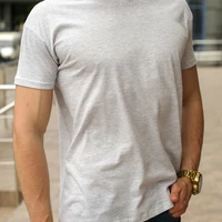 Светло-серая футболка (серый меланжевый цвет) / однотонные хлопковые футболки
