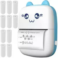 Дитячий Bluetooth фотопринтер "Котик" + 11 рулонів паперу для друку Izoxis (22272)