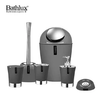 Набор качественных стильных аксессуаров для ванной комнаты Bathlux из 6 предметов Серый