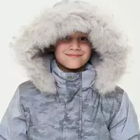 Тепла дитяча куртка з хутряним капюшоном, сірий камуфляж YU.13.13.002