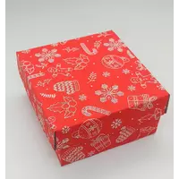 Коробка  "Новогодний рисунок " 14,5*14*72 см красная с кришкой)