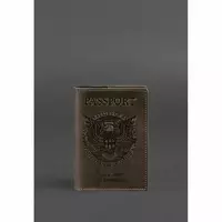 Кожаная обложка для паспорта с американским гербом темно-коричневая