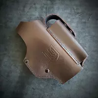 Шкіряна кобура поясна під Glock 19 | коричнева з гербом України